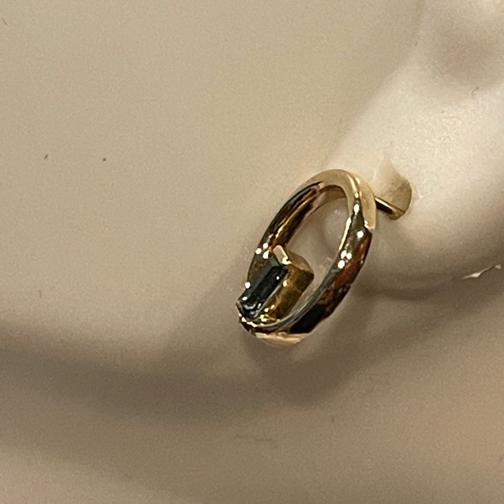 Gold and London Blue Topaz Circle Stud Earrings - Picture 5 of 5